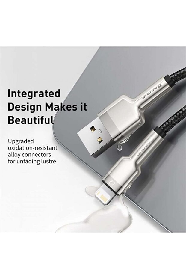 USB to Lightning Data Cable 2.4A, 2m, Cafule - Black - 5