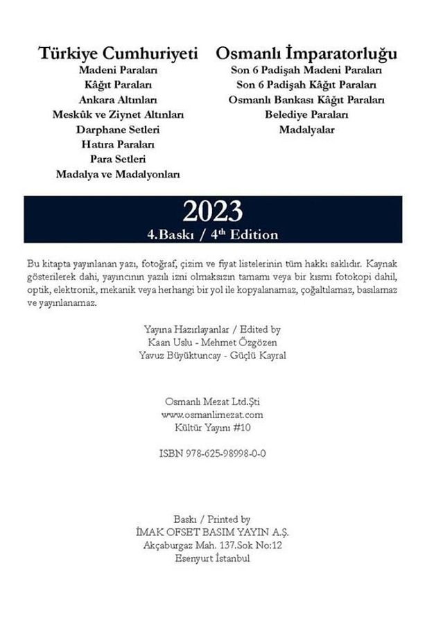 Türkiye Cumhuriyeti Ve Osmanlı Imparatorluğu Madeni Ve Kağıt Paraları - 2023 - Kaan Uslu - 3