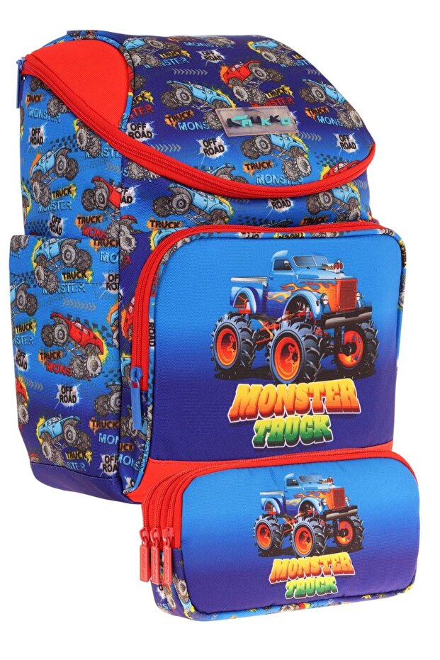 Red Blue, Monster Truck, Boys' School Bag and Pencil Bag Set - L5257+L8257