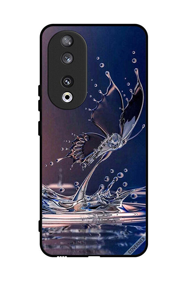 غطاء حماية لهاتف Honor 90 بتصميم قطرات الماء والفراشة