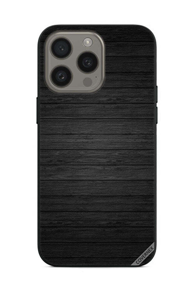غطاء حماية لهاتف Apple iPhone 15 Pro Max بنمط خشبي داكن