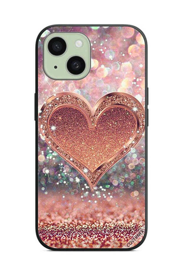 غطاء حماية لهاتف Apple iPhone 15 Plus بتصميم قلب لامع