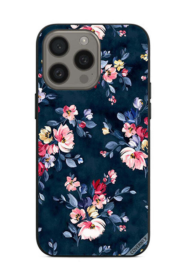 غطاء حماية لهاتف Apple iPhone 15 Pro مزين برسومات زهور مرسومة يدويًا