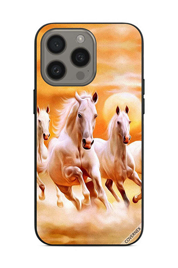 غطاء حماية لهاتف Apple iPhone 15 Pro Max - خيول تركض
