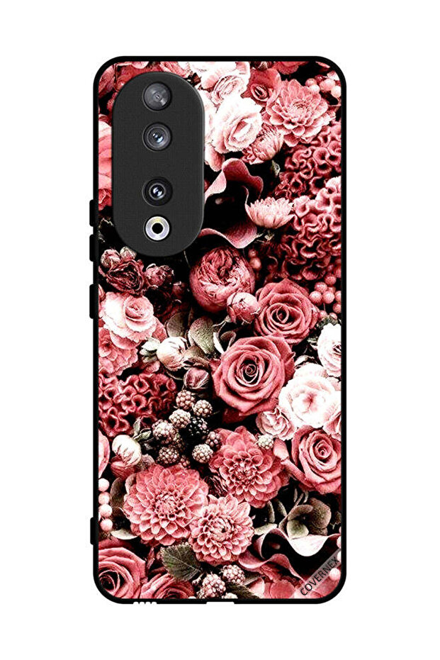 غطاء حماية لهاتف Honor 90 بلون الخوخ والورود