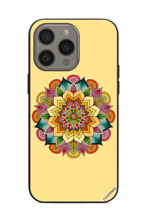 غطاء حماية لهاتف Apple iPhone 15 Pro Max بنمط ماندالا دائري