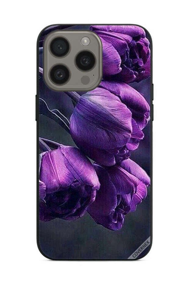 غطاء حماية لهاتف Apple iPhone 15 Pro Max زهور داكنة