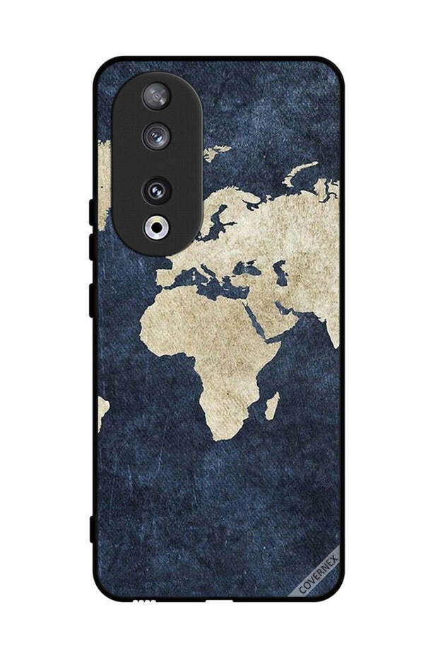 غطاء حماية لهاتف Honor 90 بنمط خريطة على الجينز
