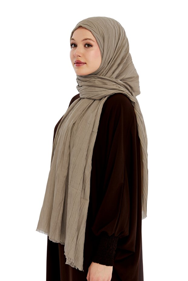 Pliseli Bambu Şal - Mocha - 4