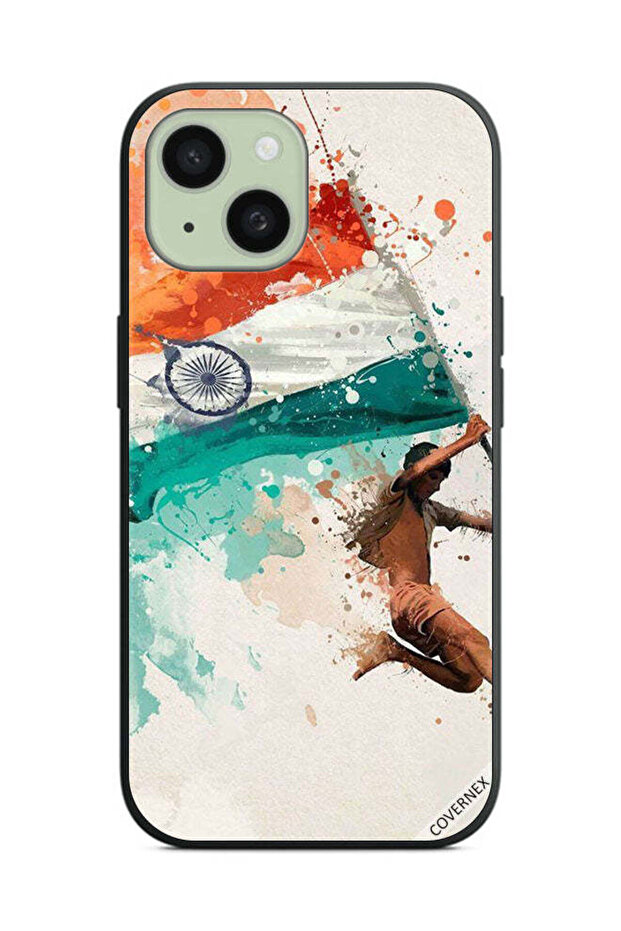 غطاء حماية لهاتف Apple iPhone 15 Plus يحمل علم الهند أثناء الطيران