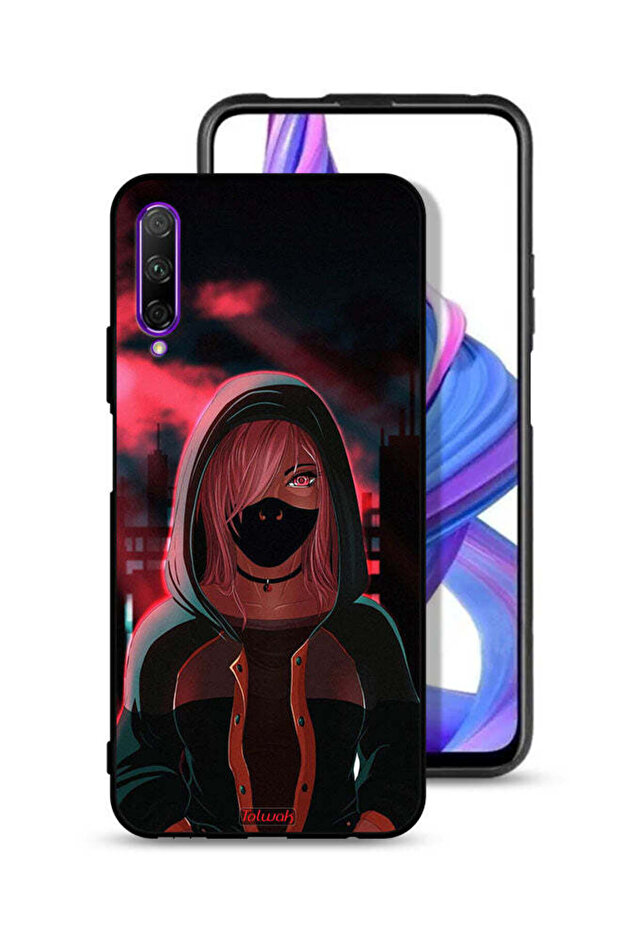 Huawei Y9s Protective Case Cover Girl Wear Mask Art
