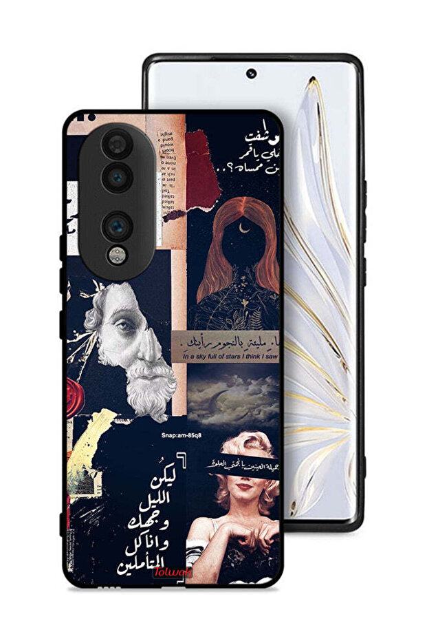 غطاء حماية لهاتف Honor 70 بعبارات عربية ووجوه مقطوعة