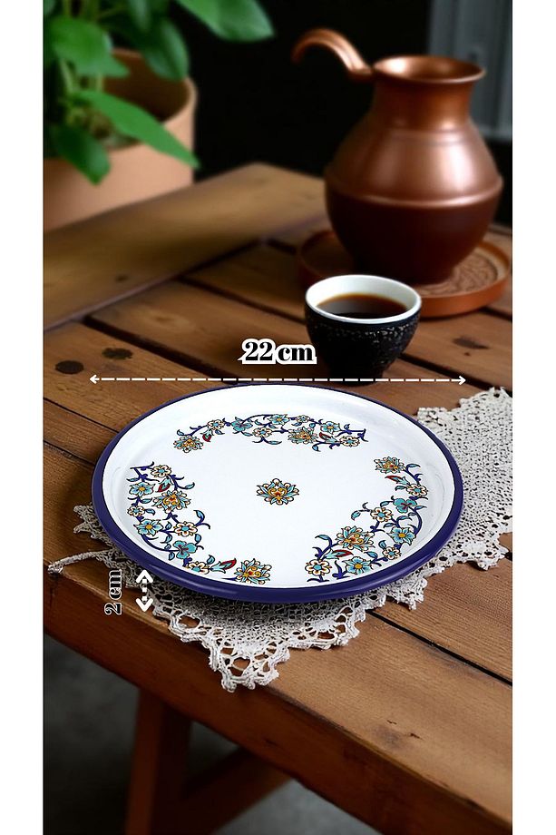 22 Cm Sunum Tepsisi Tek Kişilik Servis Tepsisi Kahve Tepsisi Tabağı Sunum Tabağı Servis Tabağı Çeyiz - 6