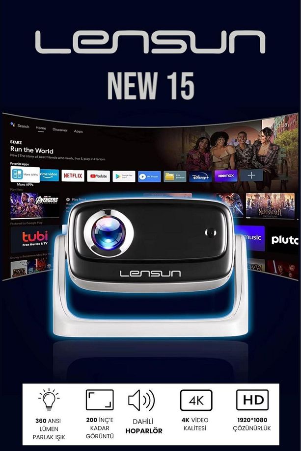 NEW 15 Taşınabilir Android Projeksiyon Dahili Hoparlör Ve Wifi Akıllı Sinema Projektör - 1