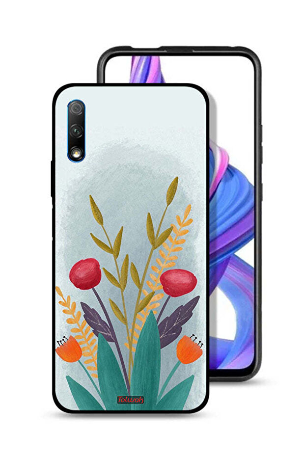 غطاء حماية لهاتف Honor 9X (الصين) بتصميم فن رسم النباتات