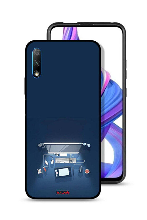 غطاء حماية لجهاز Honor 9X (الصين) بتصميم فني لمكتب الكمبيوتر
