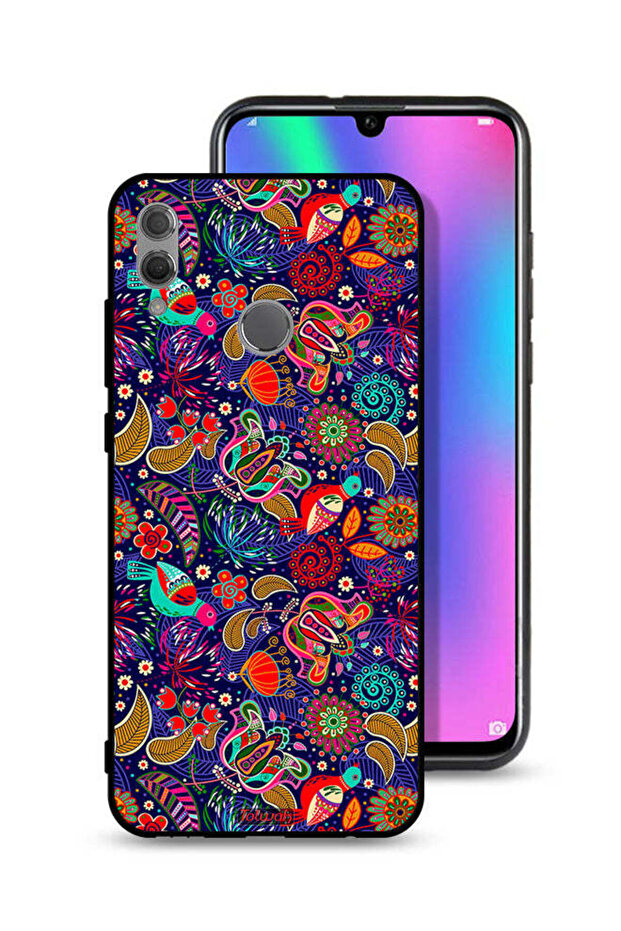 غطاء حماية لهاتف Honor 10 Lite بنقشة طيور وأوراق زهور ملونة
