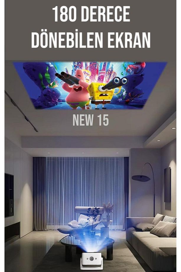NEW 15 Taşınabilir Android Projeksiyon Dahili Hoparlör Ve Wifi Akıllı Sinema Projektör - 3