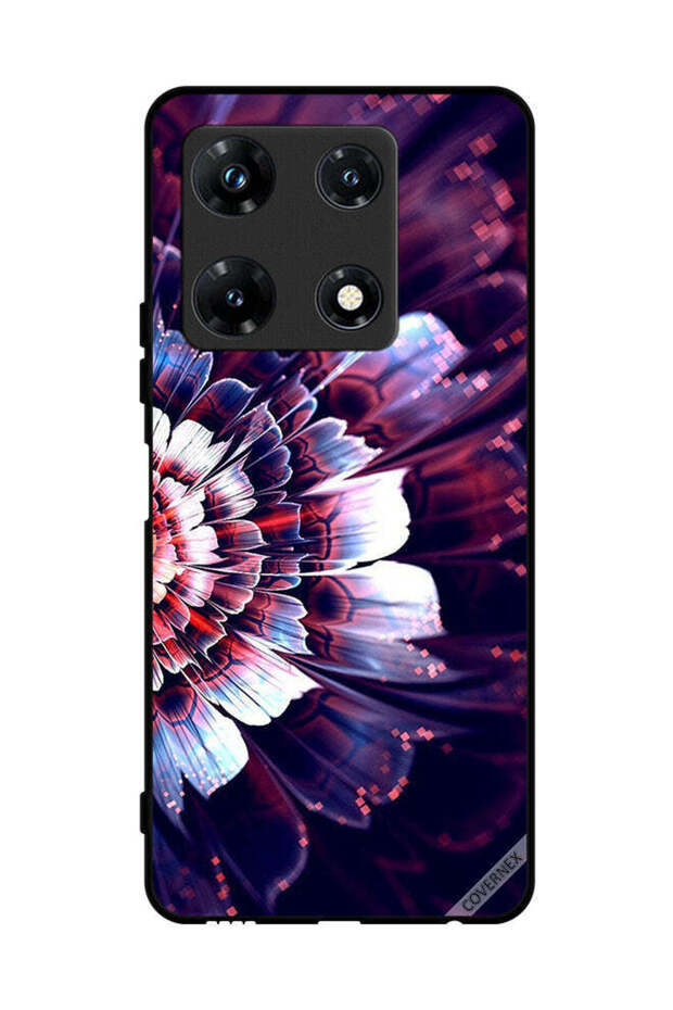 غطاء حماية لهاتف Infinix Note 30 Pro مع زهرة كبيرة منعكسة على الجانب الأيسر