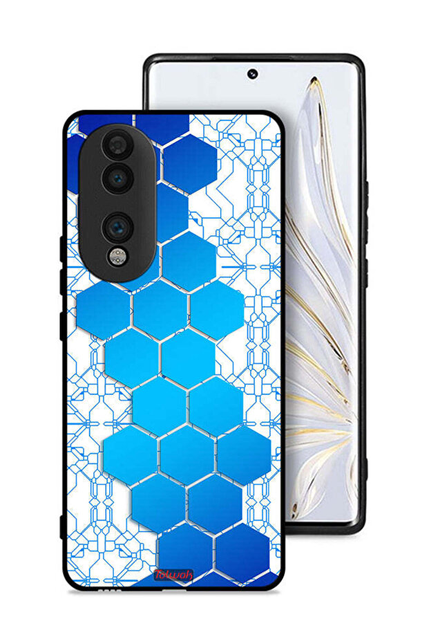 غطاء حماية لهاتف Honor 70 بنمط شبكة أيقونات سداسية الشكل
