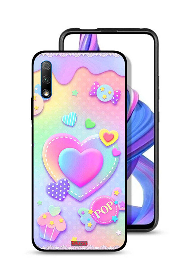 غطاء حماية لهاتف Honor 9X (الصين) برسومات قلوب البوب