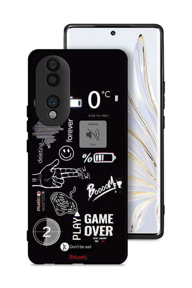 غطاء حماية لهاتف Honor 70 بتصميم Game Over Pew Pew