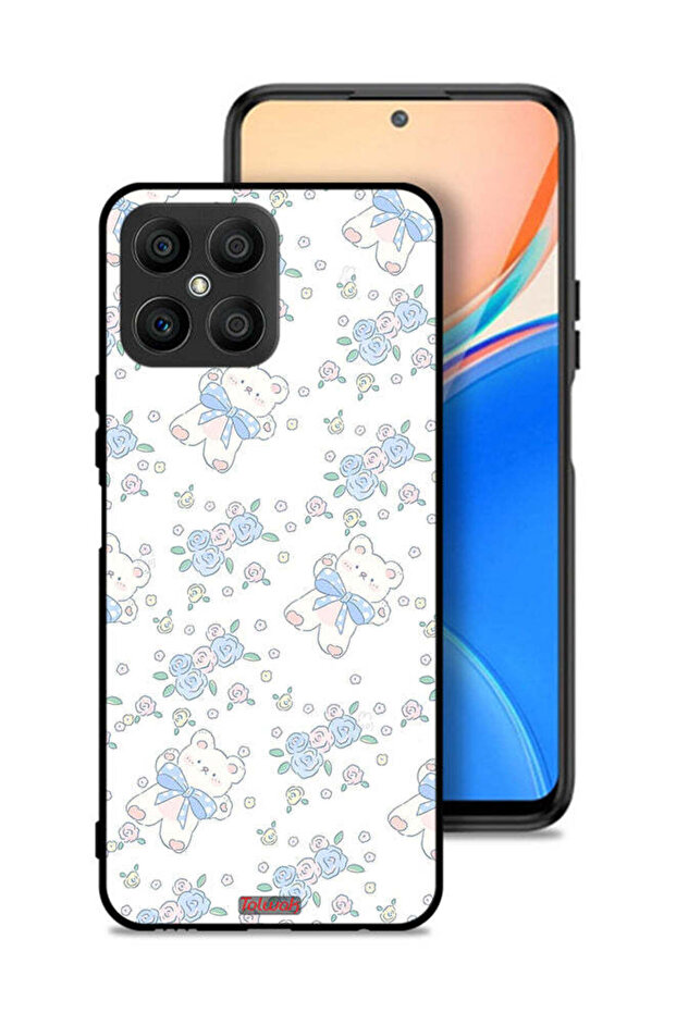 غطاء حماية لهاتف Honor X8 4G برسومات دب تيدي لطيف وزهور