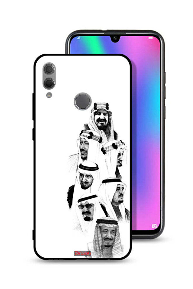 غطاء حماية لهاتف Honor 10 Lite، تصميم ملوك السعودية، أبيض وأسود
