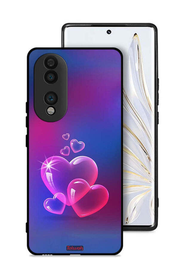 غطاء حماية لهاتف Honor 70 بتصميم قلوب مائية