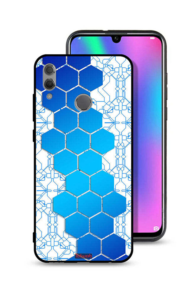 غطاء حماية لهاتف Honor 10 Lite بنمط شبكة أيقونات سداسية الشكل من Honeycomb
