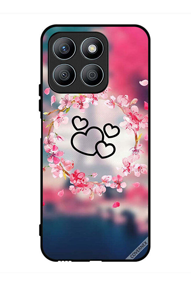 غطاء حماية لهاتف Honor X8b مع مشبك فني على شكل قلوب