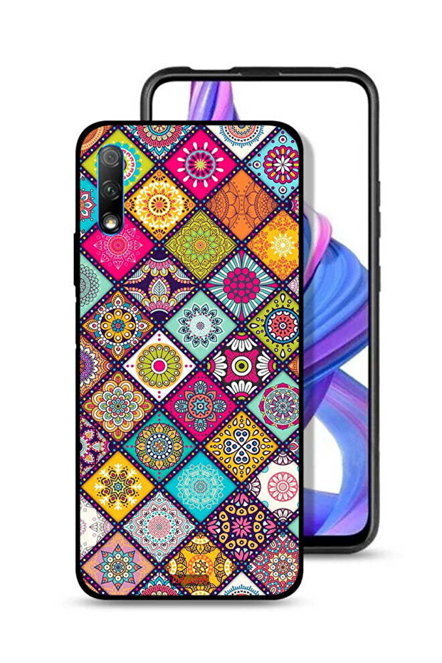 غطاء حماية لهاتف Honor 9X (الصين) بنمط مربعات ماندالا