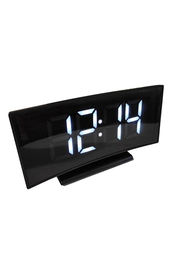 Table clock with alarm, curved LED display, time, date, temperature display - 2