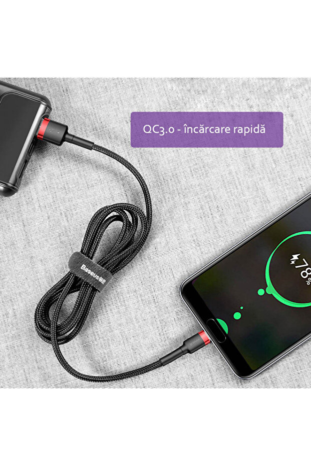 USB to Type-C data cable 2A, 2m, (CATKLF-CG1) - Gray Black - 3