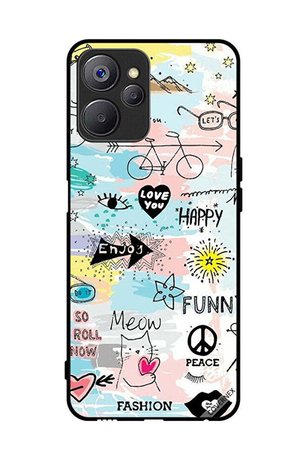 Protective Case Cover For Realme 10 Doodle Meow Enjoy