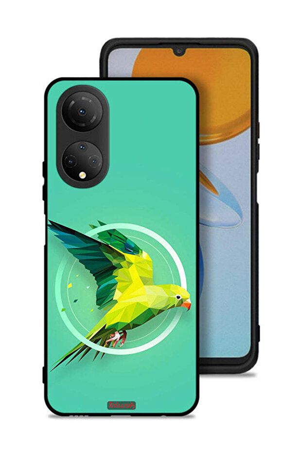 غطاء حماية لهاتف Honor X7 بتصميم فن تجريدي ببغاء