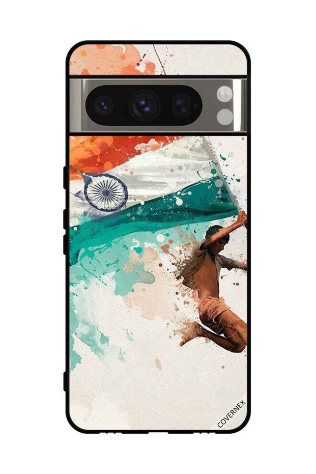 غطاء حماية لهاتف Google Pixel 8 Pro يحمل علم الهند أثناء الطيران