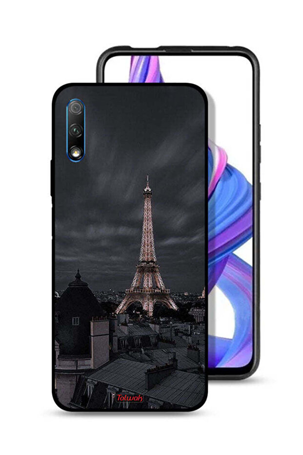 غطاء حماية لهاتف Honor 9X (الصين) بتصميم برج إيفل في الليل