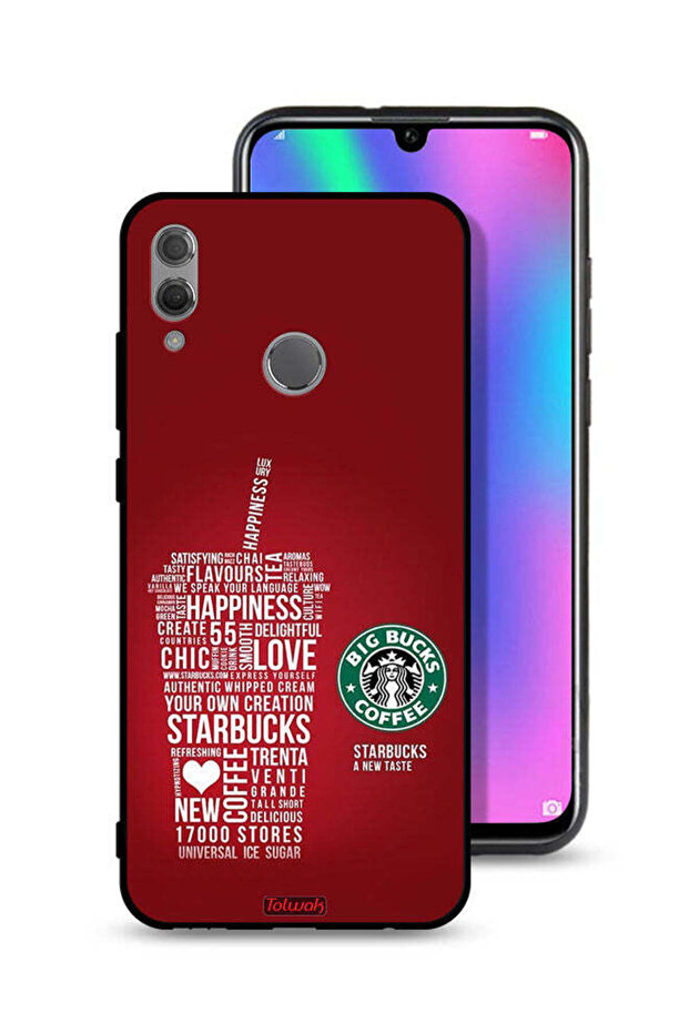 غطاء حماية لهاتف Honor 10 Lite بملصق قهوة