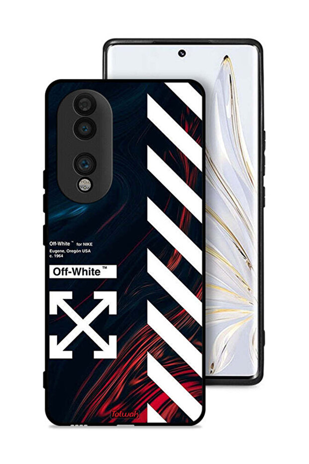 غطاء حماية لهاتف Honor 70 بملصق أبيض