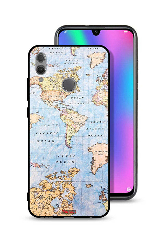 غطاء حماية لهاتف Honor 10 Lite بتصميم خريطة العالم