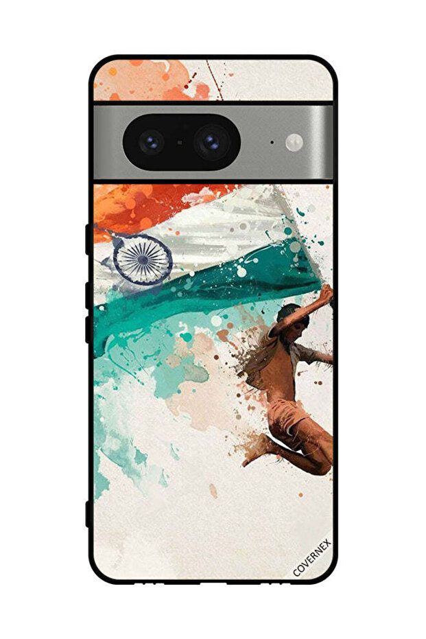 غطاء حماية لهاتف Google Pixel 8 يحمل علم الهند أثناء الطيران