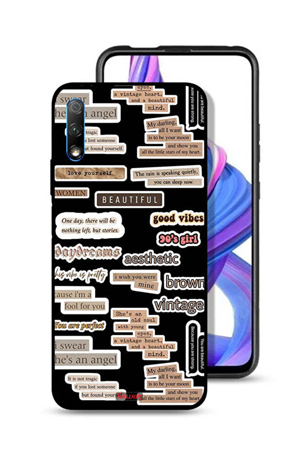 غطاء حماية لهاتف Honor 9X (الصين) مع ملصقات اقتباسات جميلة