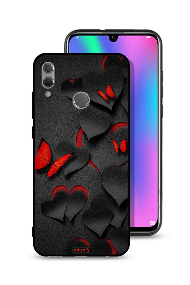 غطاء حماية لهاتف Honor 10 Lite بنقشة قلوب وفراشات