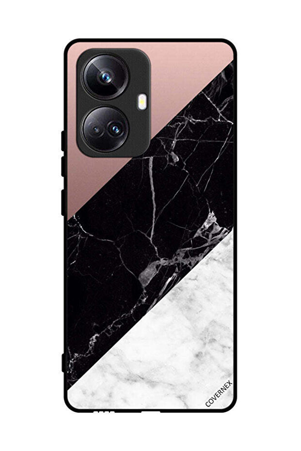 غطاء حماية لهاتف Realme 10 Pro Plus بنمط مزيج من الرخام واللون العادي