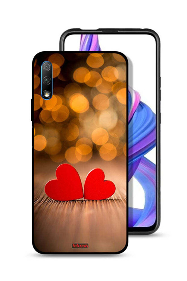 غطاء حماية لهاتف Honor 9X (الصين) بتصميم قلبين جميلين