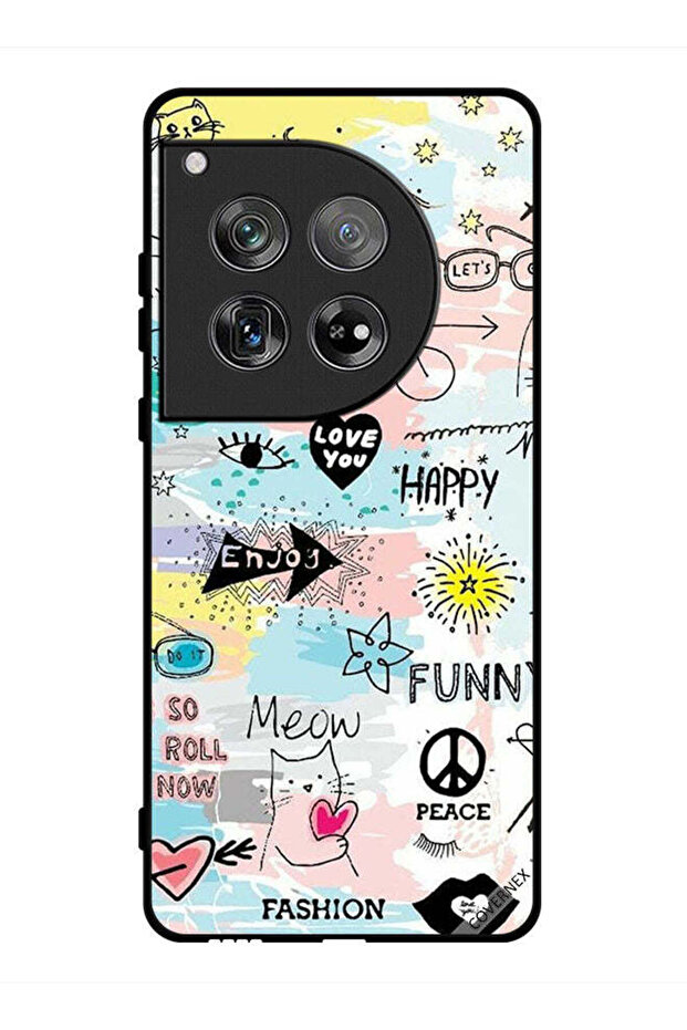 غطاء حماية لهاتف OnePlus 12 Doodle Meow Enjoy