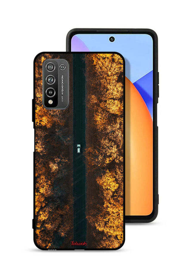 غطاء حماية لهاتف Honor 10X Lite بتصميم طريق في أشجار الخريف