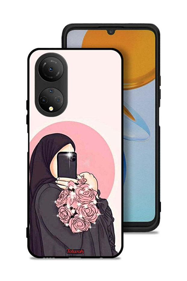 غطاء حماية لهاتف Honor X7 - فن التقاط صور سيلفي مع حمل الزهور