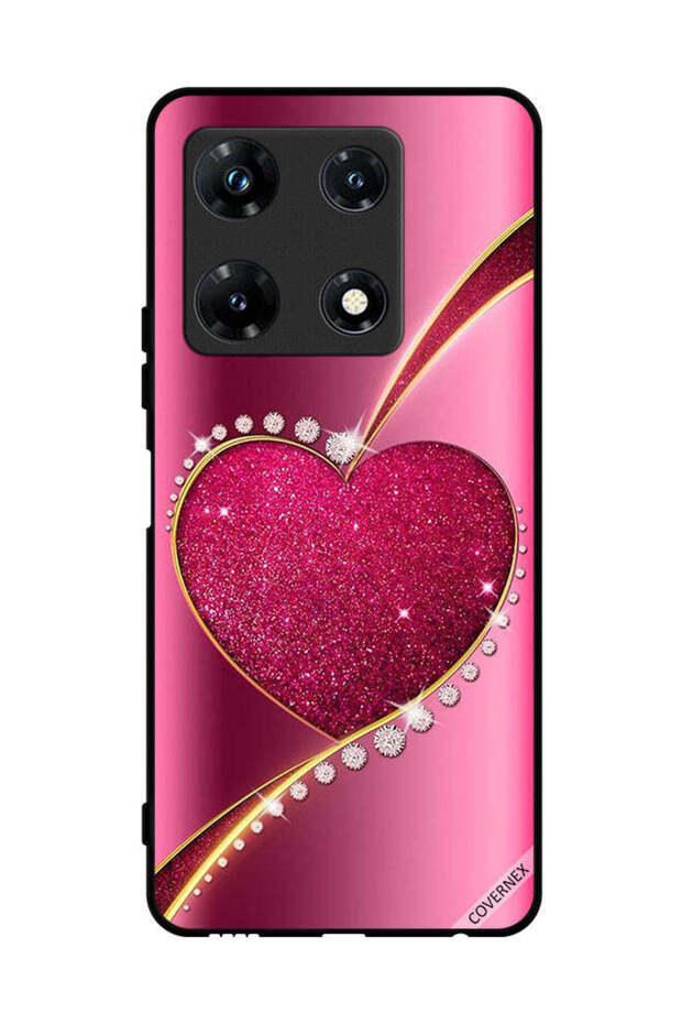 غطاء حماية لجهاز Infinix Note 30 Pro بتصميم قلب لامع من الألماس